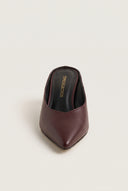 Kitten Heel Mules V Cut - Bordeaux Matte