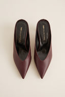 Kitten Heel Mules V Cut - Bordeaux Matte