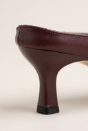 Kitten Heel Mules V Cut - Bordeaux Matte
