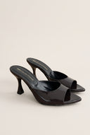 Stiletto Heel Mules Patent - Brown Patent