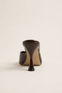 Stiletto Heel Mules Patent - Brown Patent
