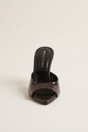 Stiletto Heel Mules Patent - Brown Patent