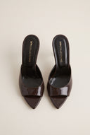Stiletto Heel Mules Patent - Brown Patent