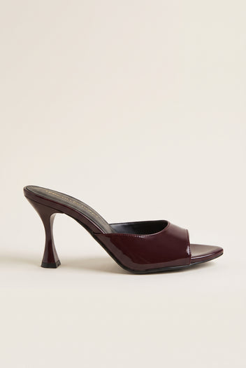 Mules vernies à talon aiguille - Verni Bordeaux