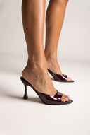 Stiletto Heel Mules Patent - Bordeaux Patent