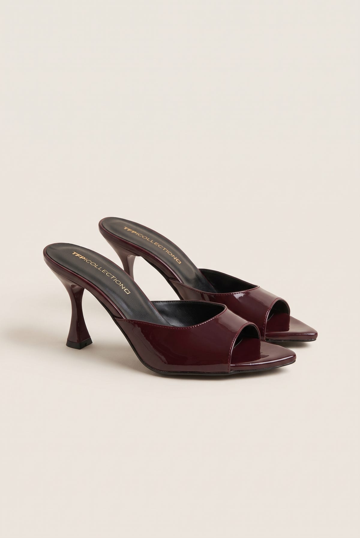 Mules vernies à talon aiguille - Verni Bordeaux