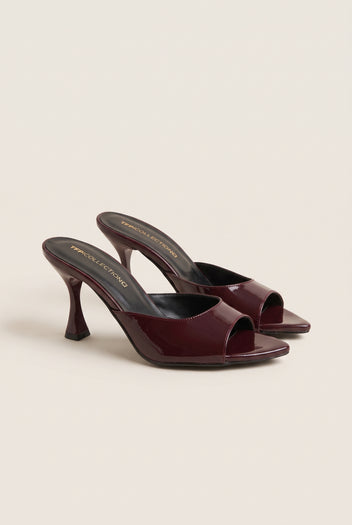 Mules vernies à talon aiguille - Verni Bordeaux