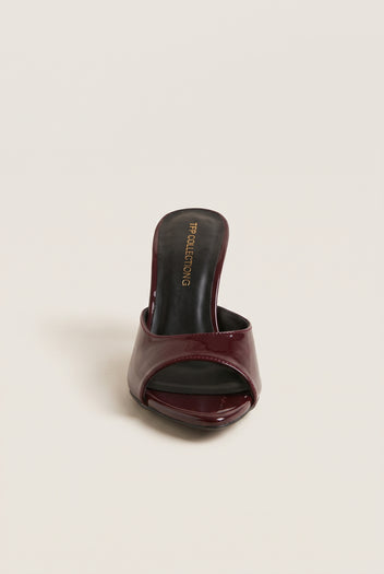 Mules vernies à talon aiguille - Verni Bordeaux