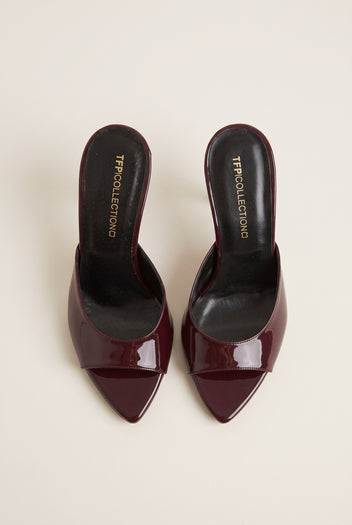 Mules vernies à talon aiguille - Verni Bordeaux