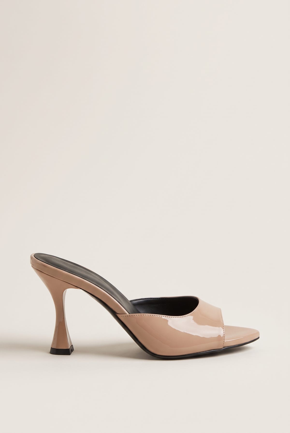 Stiletto Heel Mules Patent - Nude Patent