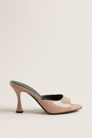 Stiletto Heel Mules Patent - Nude Patent