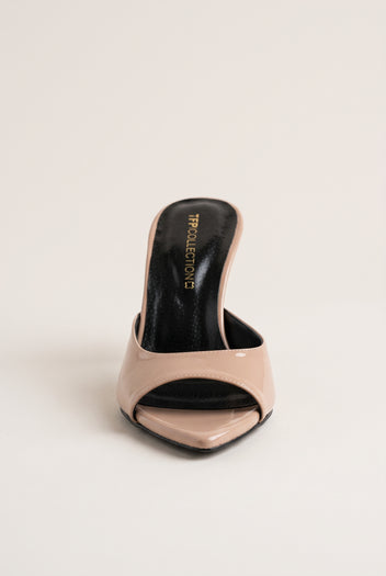 Stiletto Heel Mules Patent - Nude Patent