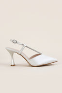Stiletto Slingback Pumps Strass - White Pearl