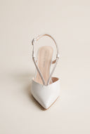 Stiletto Slingback Pumps Strass - White Pearl