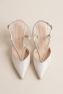 Stiletto Slingback Pumps Strass - White Pearl