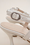 Stiletto Slingback Pumps Strass - White Pearl