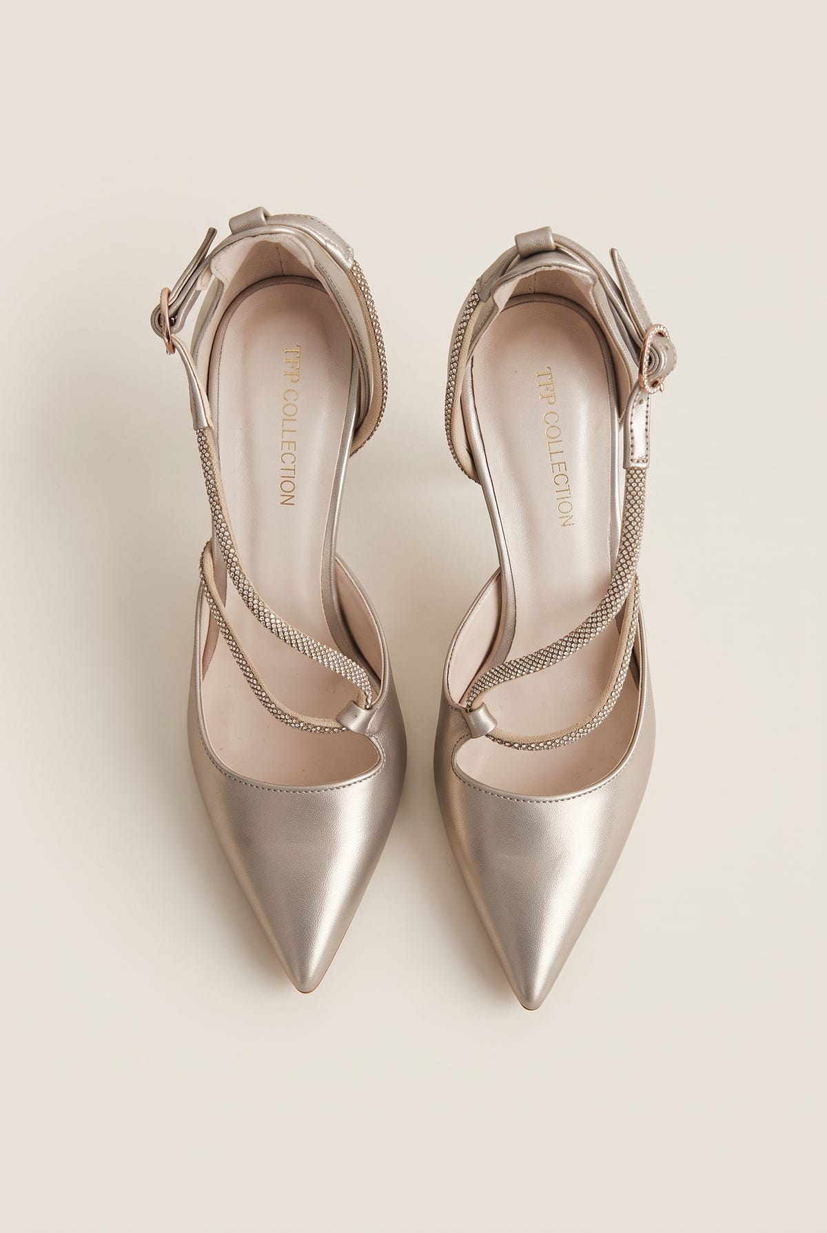 D'Orsay Pumps Strass Detail - Pearl Beige