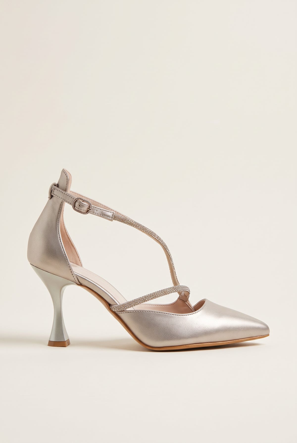 D'Orsay Pumps Strass Detail - Pearl Beige