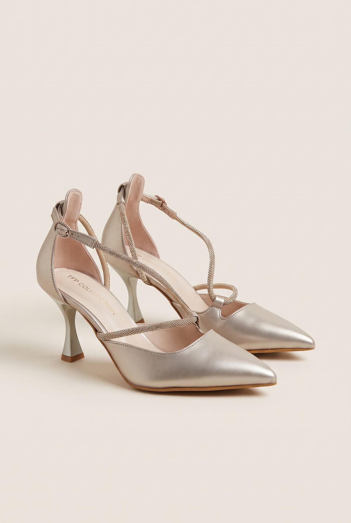 D'Orsay Pumps Strass Detail - Pearl Beige
