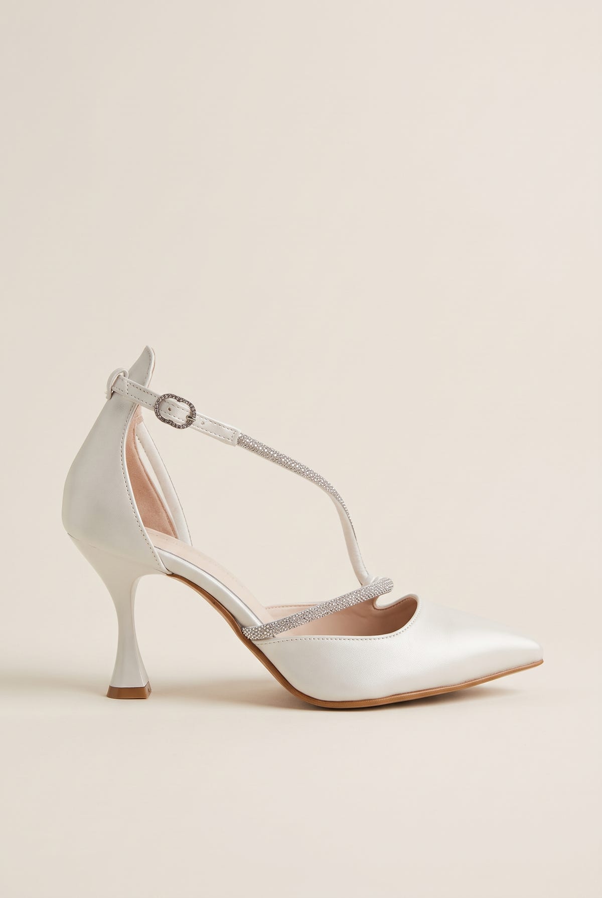 D'Orsay Pumps Strass Detail - White Pearl