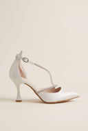 D'Orsay Pumps Strass Detail - White Pearl