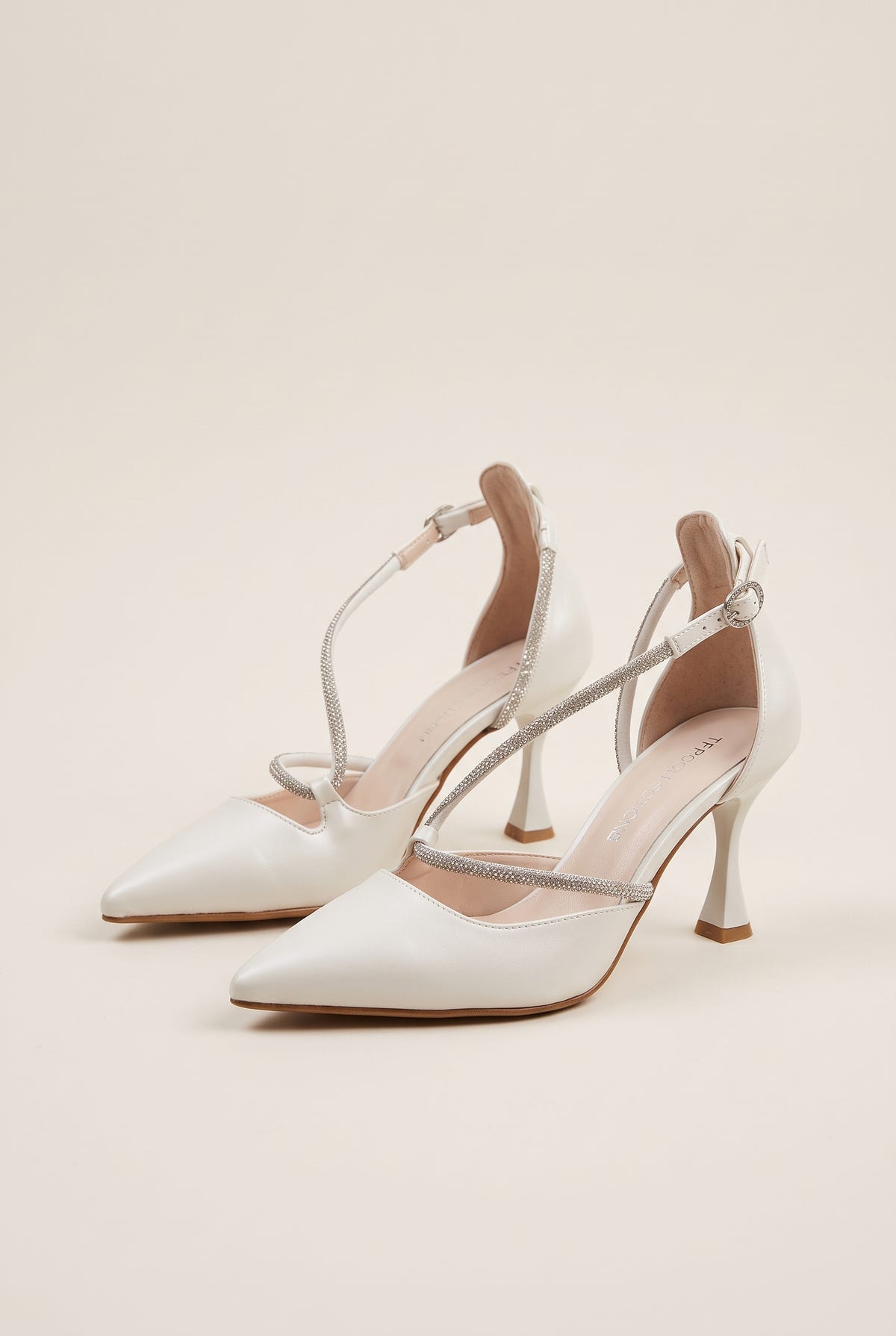 D'Orsay Pumps Strass Detail - White Pearl