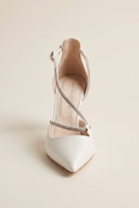 D'Orsay Pumps Strass Detail - White Pearl