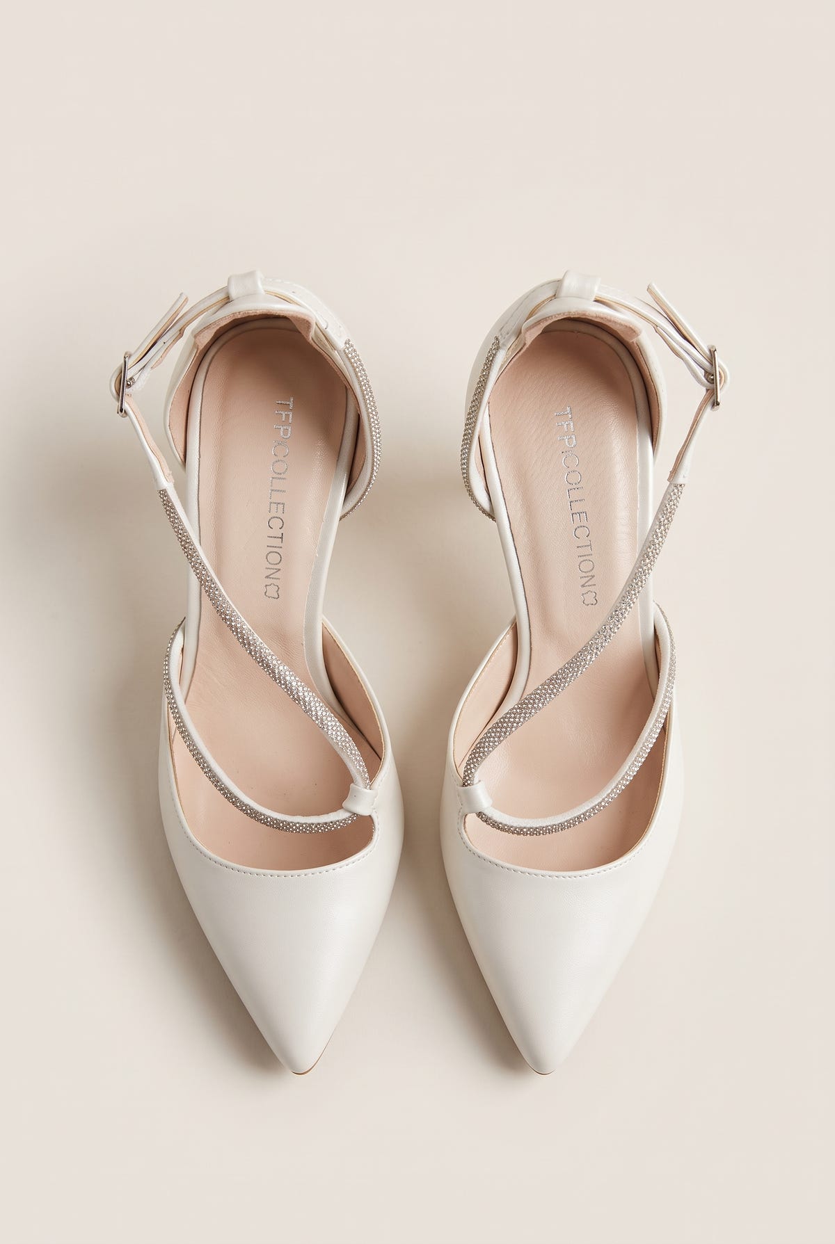 D'Orsay Pumps Strass Detail - White Pearl