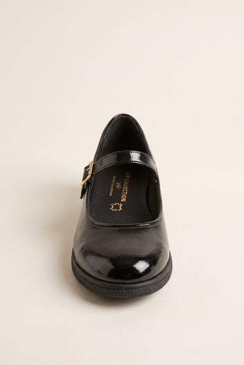 Mary Jane Flats Patent Ankle Strap - Black Patent
