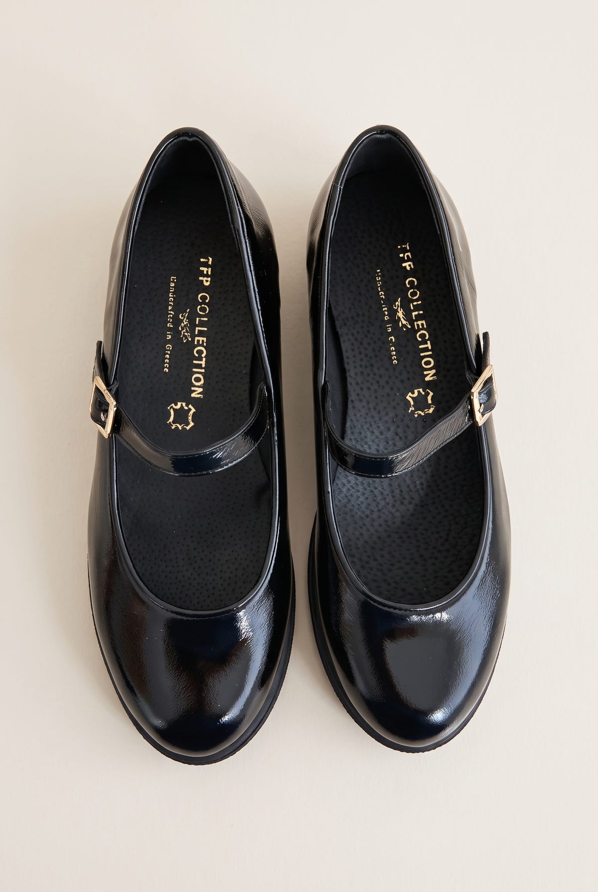 Mary Jane Flats Patent Ankle Strap - Black Patent