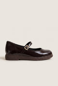 Mary Jane Flats Patent Ankle Strap - Brown Patent
