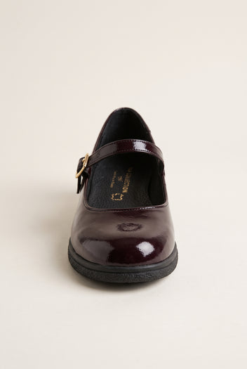 Mary Jane Flats Patent Ankle Strap - Bordeaux Patent