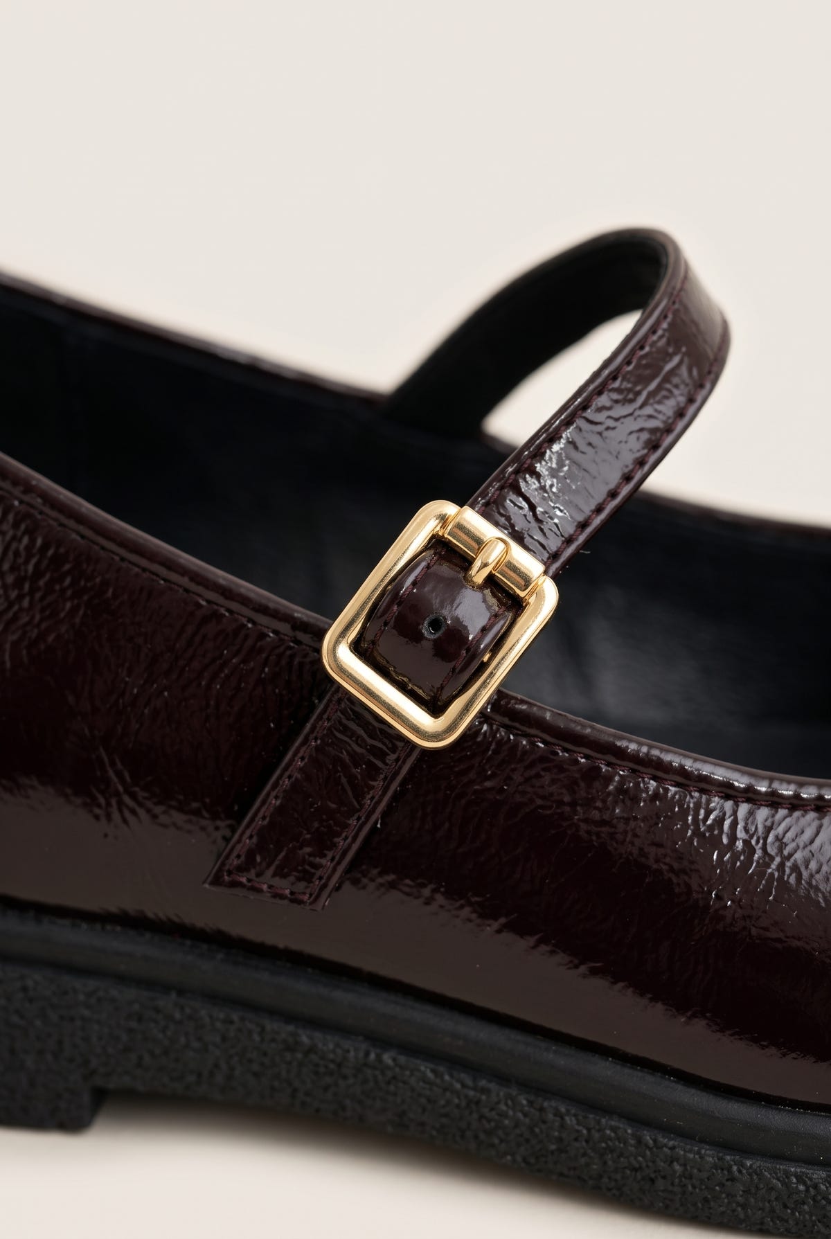 Mary Jane Flats Patent Ankle Strap - Bordeaux Patent