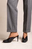 Stiletto Heel Mules Square Toe - Black Matte