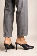 Stiletto Heel Mules Square Toe - Black Matte