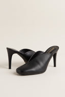 Stiletto Heel Mules Square Toe - Black Matte