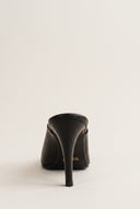 Stiletto Heel Mules Square Toe - Black Matte