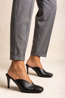 Stiletto Heel Mules Square Toe - Black Matte