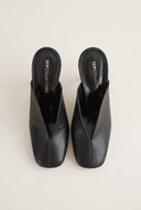 Stiletto Heel Mules Square Toe - Black Matte