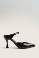Stiletto Heel Mules D'Orsay - Black Patent