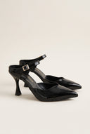Stiletto Heel Mules D'Orsay - Black Patent