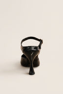 Stiletto Heel Mules D'Orsay - Black Patent
