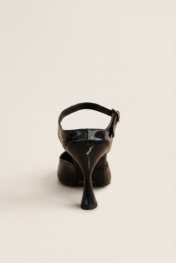 Stiletto Heel Mules D'Orsay - Black Patent