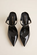 Stiletto Heel Mules D'Orsay - Black Patent