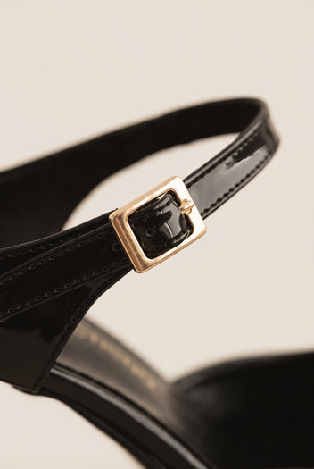 Stiletto Heel Mules D'Orsay - Black Patent