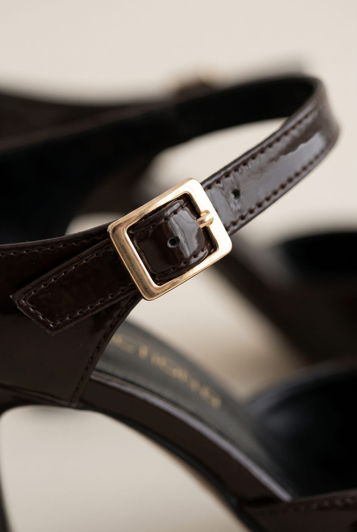 Stiletto Heel Mules D'Orsay - Brown Patent