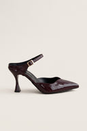 Stiletto Heel Mules D'Orsay - Bordeaux Patent