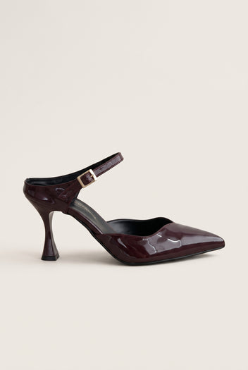 Stiletto Heel Mules D'Orsay - Bordeaux Patent
