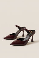 Stiletto Heel Mules D'Orsay - Bordeaux Patent
