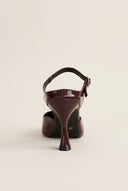 Stiletto Heel Mules D'Orsay - Bordeaux Patent
